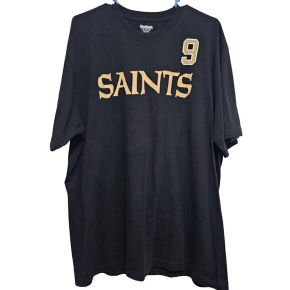 Reebok New Orleans Saints Number 9 Men's Black 2XL Game Day Attire T shirt Logo - Picture 1 of 3